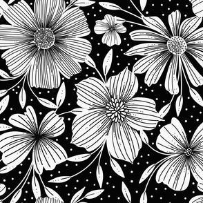 Floral Wilderness in black and white