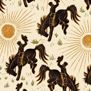 Cowboys and Sunshine - 24" - black, cream, desert sun gold, and moss