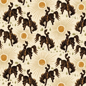Cowboys and Sunshine - 12" - black, cream, gold, and moss