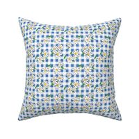 Daisies Blue Gingham