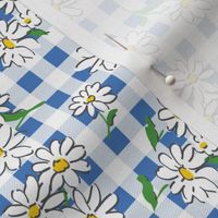 Daisies Blue Gingham