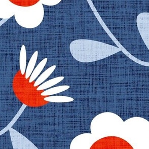 in full bloom -cobolt blue and red
