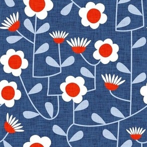 small - in full bloom -cobolt blue and red