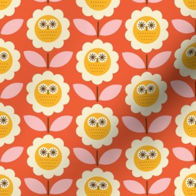 Owl Daisies - Orange - Med