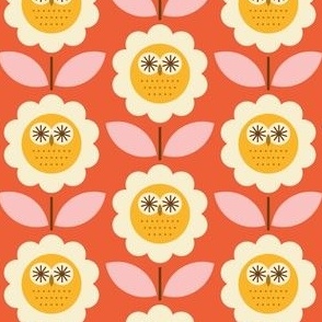 Owl Daisies - Orange - Med