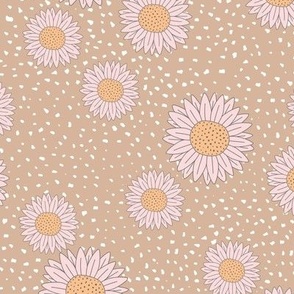 Sunflowers and speckles sweet boho flowers daisies garden summer spring caramel camel pink orange
