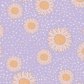 Sunflowers and speckles sweet boho flowers daisies garden summer spring lilac pink orange 
