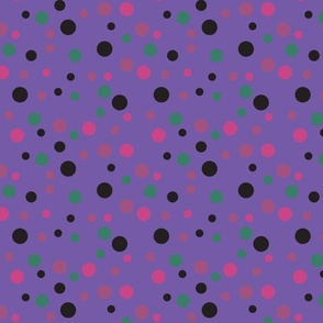 Random pink, green and black polka dots - Medium scale