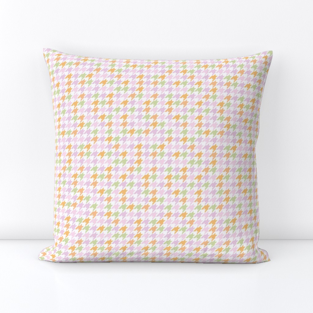 Fresh Spring - Houndstooth traditional plaid texture abstract trend design in fresh summer colors pink lilac sage green mint on white