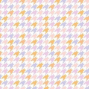 Fresh Spring - Houndstooth traditional plaid texture abstract trend design in fresh summer colors pink lilac orange on white