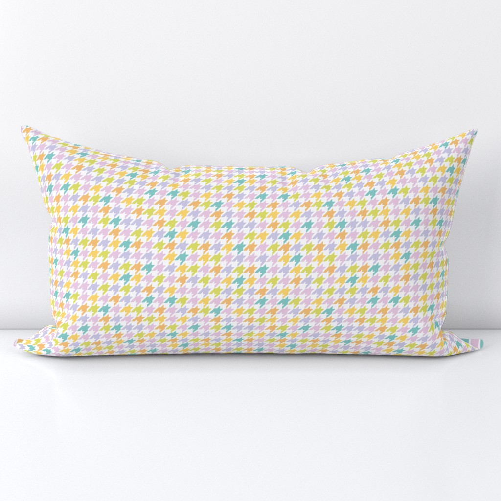 Fresh Spring - Houndstooth traditional plaid texture abstract trend design in fresh summer colors lime lilac teal orange pink on white