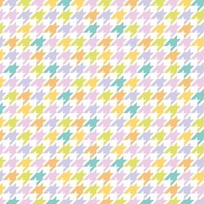 Fresh Spring - Houndstooth traditional plaid texture abstract trend design in fresh summer colors lime lilac teal orange pink on white