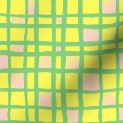 checkered print in yellow, green, and pink by rysunki_malunki