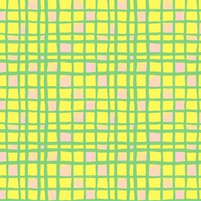 checkered print in yellow, green, and pink by rysunki_malunki