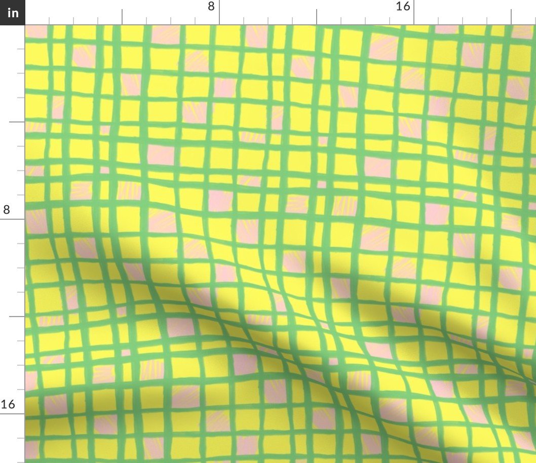 checkered print in yellow, green, and pink by rysunki_malunki