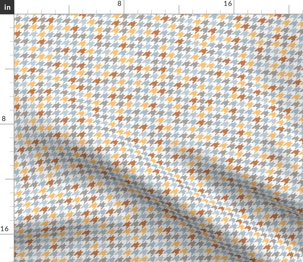 Fresh Spring - Houndstooth traditional plaid texture abstract trend design in fresh summer colors blue gray orange rust boys