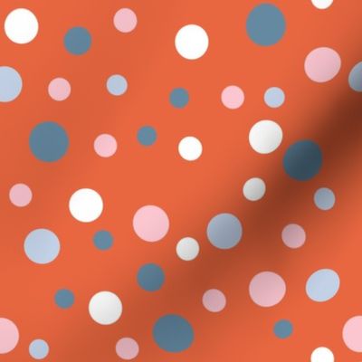 Random blue, pink and white polka dots - Medium scale