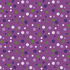 Random purple and green polka dots - Medium scale