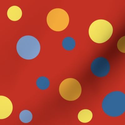 Random yellow, blue, and orange polka dots - Large scale