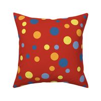 Random yellow, blue, and orange polka dots - Large scale