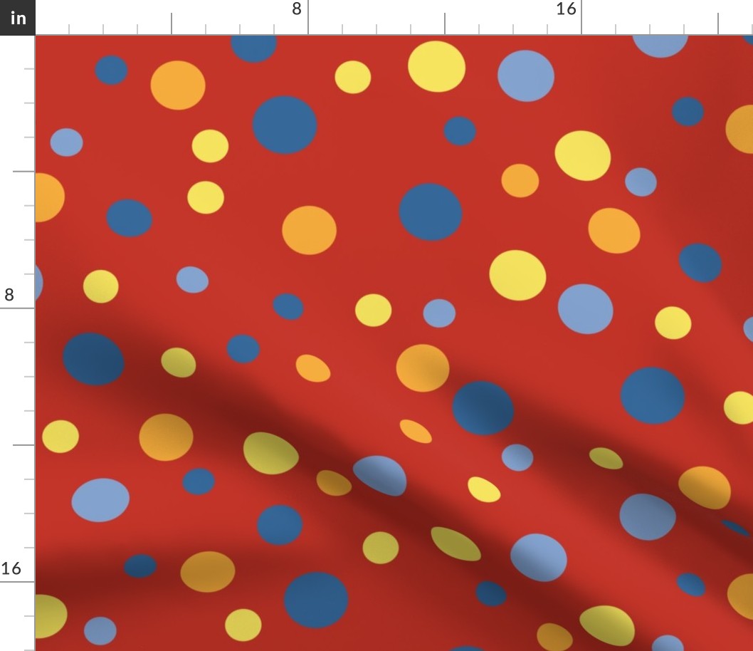 Random yellow, blue, and orange polka dots - Large scale