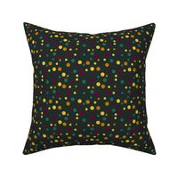 Random yellow, orange, green and burgundy polka dots - Small scale