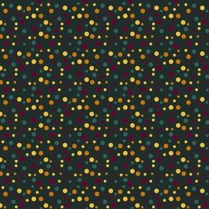 Random yellow, orange, green and burgundy polka dots - Small scale