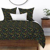 Random yellow, orange, green and burgundy polka dots - Medium scale