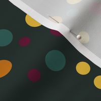 Random yellow, orange, green and burgundy polka dots - Medium scale