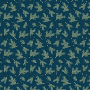 Small Evergreen Winter Branches Navy Blue