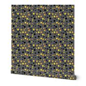 Random yellow, orange and black polka dots - Medium scale