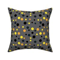 Random yellow, orange and black polka dots - Medium scale