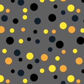 Random yellow, orange and black polka dots - Large scale