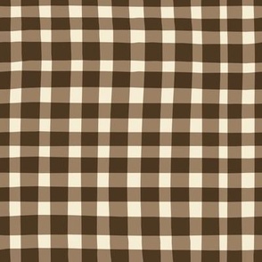 Hand-drawn Gingham Checks-Cafe Noir-Boho Spirit Palette-Small Scale