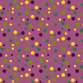 Random yellow, green and purple polka dots  - Medium scale