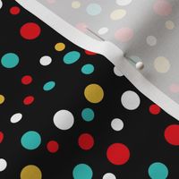 Random red, teal and ochre polka dots - Small scale