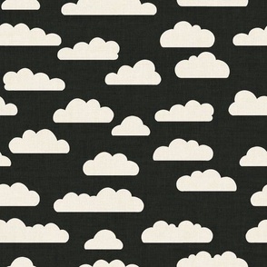 Clouds Coal Black Linen