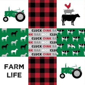 farm life wholecloth - black/red/green - C22