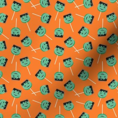 (small scale) Halloween Frankenstein lollipops - Frankenstein's monster - mint/orange - LAD22