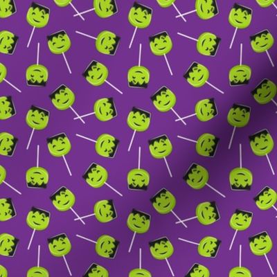 (small scale) Halloween Frankenstein lollipops - Frankenstein's monster - lime/purple - LAD22