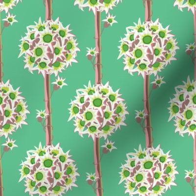 Maximalism Topiary Flower Bursts - retro green