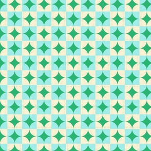 Spring Tile, Cream, Light Blue, and Green