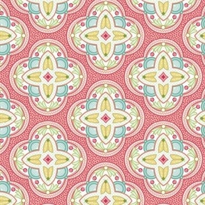 Tropical Floral Medallion - coral