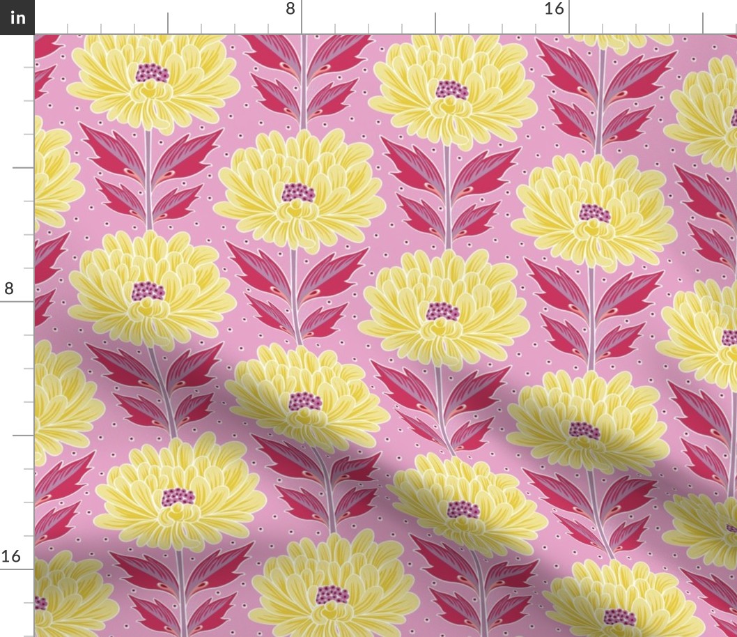 Conversational Floral Wallpaper - pink