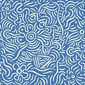 Blue Line Art Pattern on Solid Blue Background