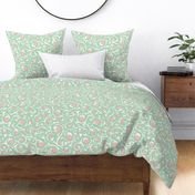 Brocade Toile Vines with Quirky Secrets - coral - large scale