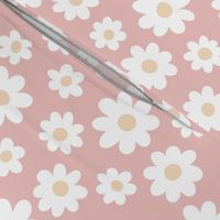 Medium Daisies Illustration (light dusty rose and dusty mustard) fabric_artist_stephanie_delacruz