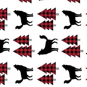 Wolves and Trees (lumberjack plaid) rotated