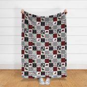 4 1/2" Wild & Free Woodland Patchwork Quilt – Bear Moose Deer Wolf Crib Blanket, GL-BR6
