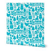 Scandinavian forest in turquoise on a white background-Medium Scale-Mariana Valladares